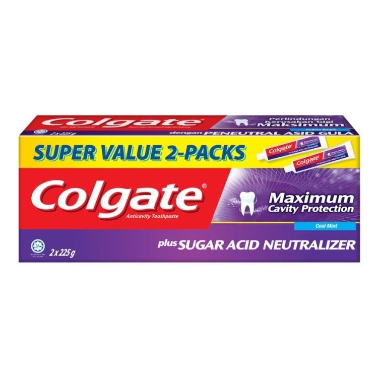 Colgate Sugar Acid Neutraliser Cool Mint Toothpaste Valuepack 225g x 2